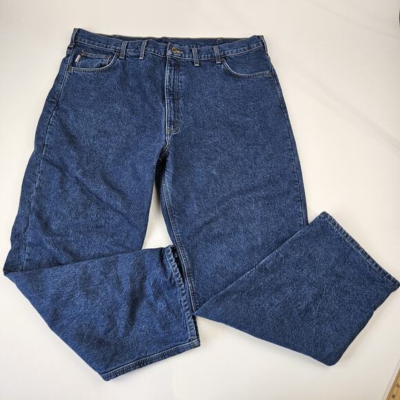 Carhartt Flannel Lined Jeans Mens 44x32 Relaxed Fit Denim Straight Workwear B172 - Picture 3 of 10